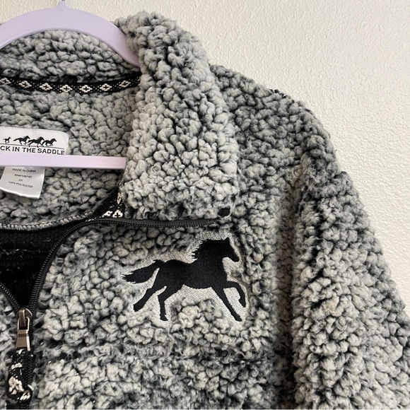🌻3 for $25 SALE- Back in the Saddle Embroidered Galloping Horse Sherpa Pullover - Picture 7 of 9